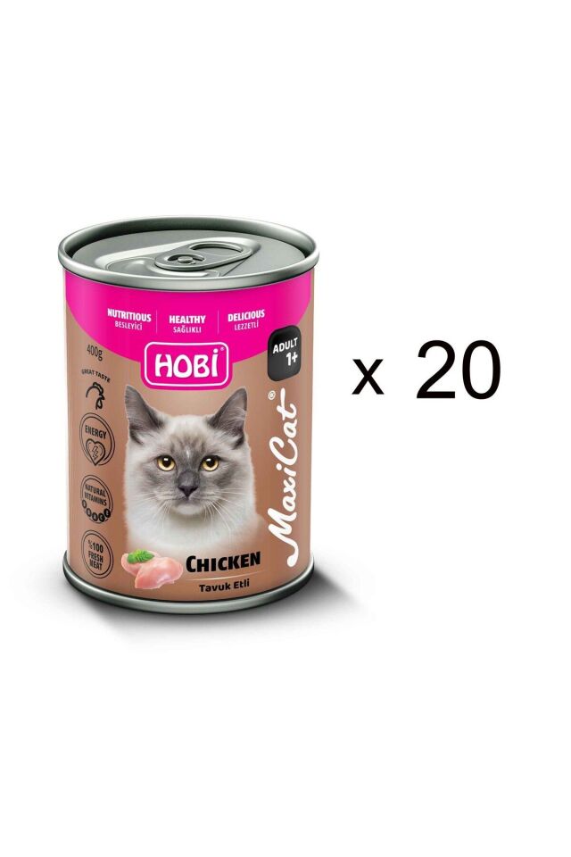 Hobi Maxicat Tavuklu Kedi Konserve Mama 400 g (20 Adet)