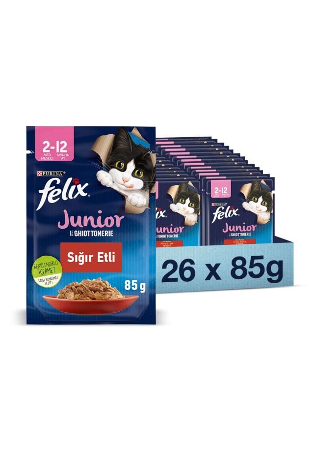 Felix Yavru Sığıretli Yaş Kedi Maması 26 Adet X 85 Gr. ( Yeni Paket)