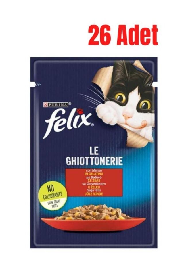 Felix Sığır Etli Pouch Yaş Kedi Maması 85 gr X 26 Adet