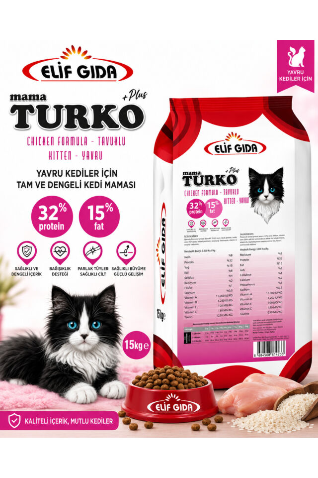 Mama Turko Tavuklu Yavru Kedi maması 15 kg