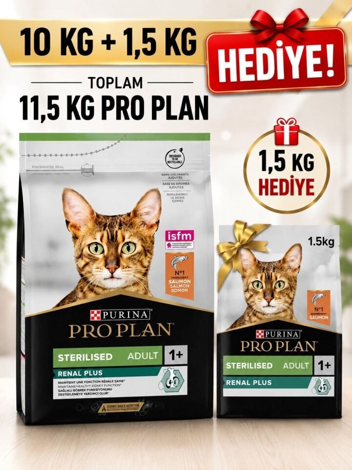 Sterilised Renal Plus Somonlu Kısır Kedi Maması 10 kg + 1,5 kg Hediye