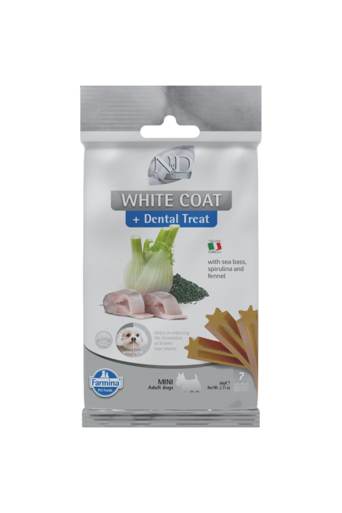 N&D TREAT ND BEYAZ KÖPEK DİŞ SAĞLIĞI ÖDÜLÜ WHİTE DOG SEA BASS FENN MINI 7 STICKS