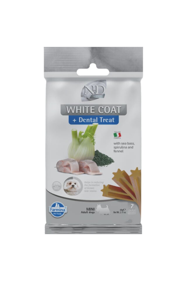 N&D TREAT ND BEYAZ KÖPEK DİŞ SAĞLIĞI ÖDÜLÜ WHİTE DOG SEA BASS FENN MINI 7 STICKS