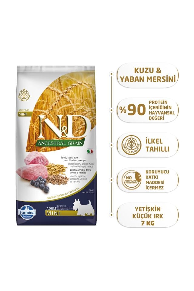 N&D Düşük Tahıllı Kuzulu Küçük Irk Yetişkin Köpek Maması - 7 Kg