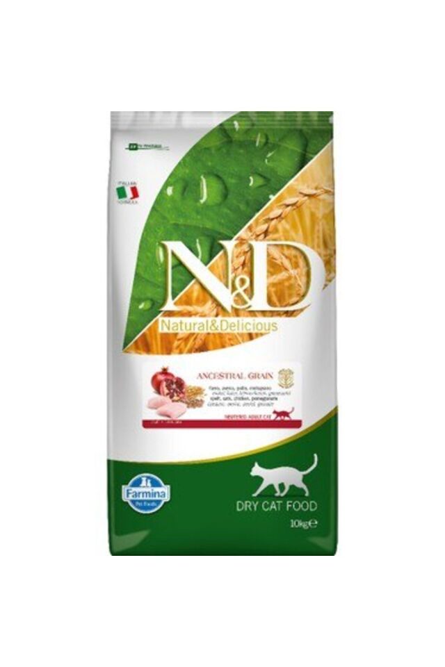 N&D Düşük Tahıllı Tavuklu Ve Narlı Kısırlaştırılmış Yetişkin Kedi Maması 10 Kg