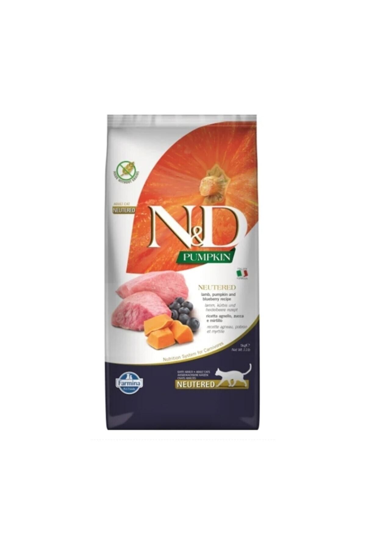 N&D Pumpkin Tahılsız Kuzu & Yaban Mersini Kısırlaştırılmış Yetişkin Kedi Maması, 5 Kg