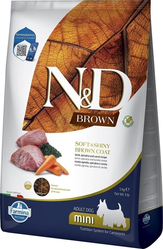 Brown Mini Irk Kuzu Havuç Sipirulina 5 kg Kahverengi Yetişkin Mini Irk Köpek MAMASI5KG