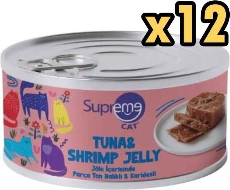 Cat Parça Etli Ton Balıklı ve Karidesli Yaş Kedi Maması 85 gr x 12 Adet
