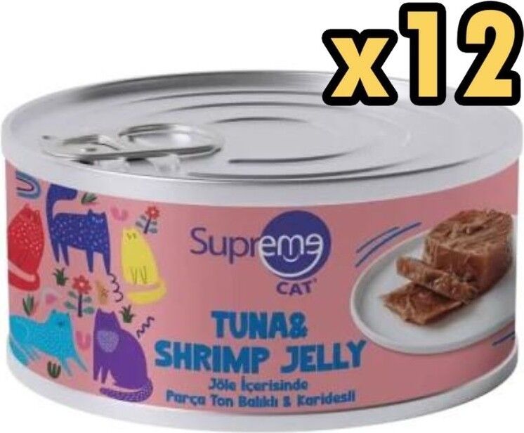 Cat Parça Etli Ton Balıklı ve Karidesli Yaş Kedi Maması 85 gr x 12 Adet