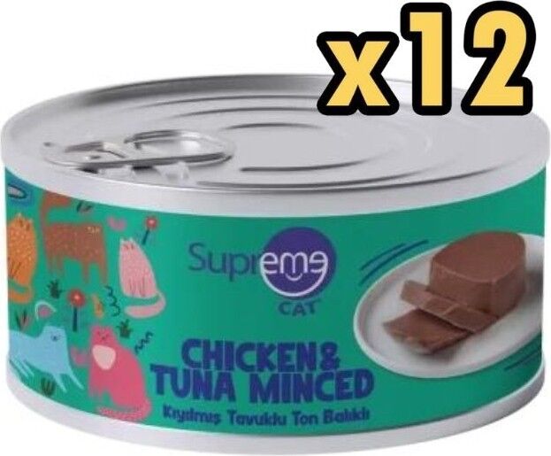 Cat Kıyılmış Tavuklu ve Ton Balıklı Yaş Kedi Maması 85 gr x 12 Adet