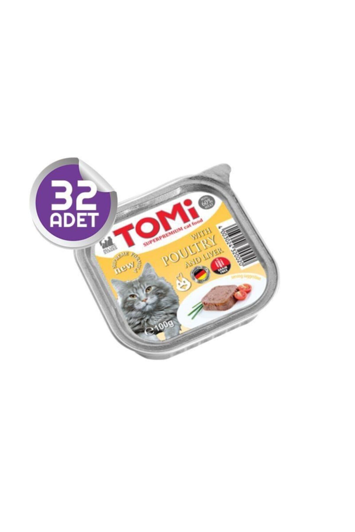 Tomi Kanatlı Ve Kaz Ciğerli Pate Kedi Yaş Maması 100 Gr 32 Adet