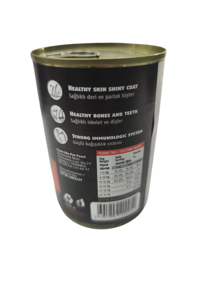 PureLife Biftekli Yetişkin Köpek Konserve Mama 400 gr 12 Adet