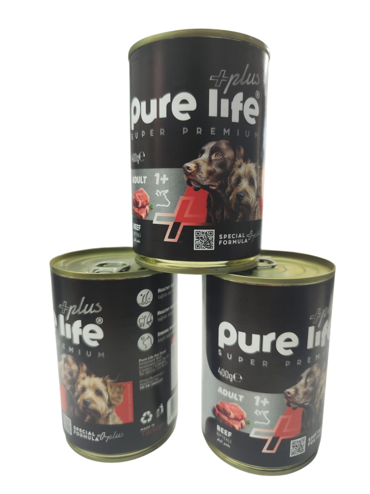 PureLife Biftekli Yetişkin Köpek Konserve Mama 400 gr 12 Adet