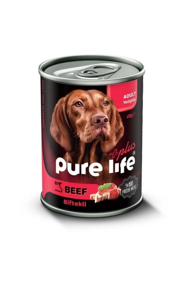 PureLife Biftekli Yetişkin Köpek Konserve Mama 400 gr 12 Adet