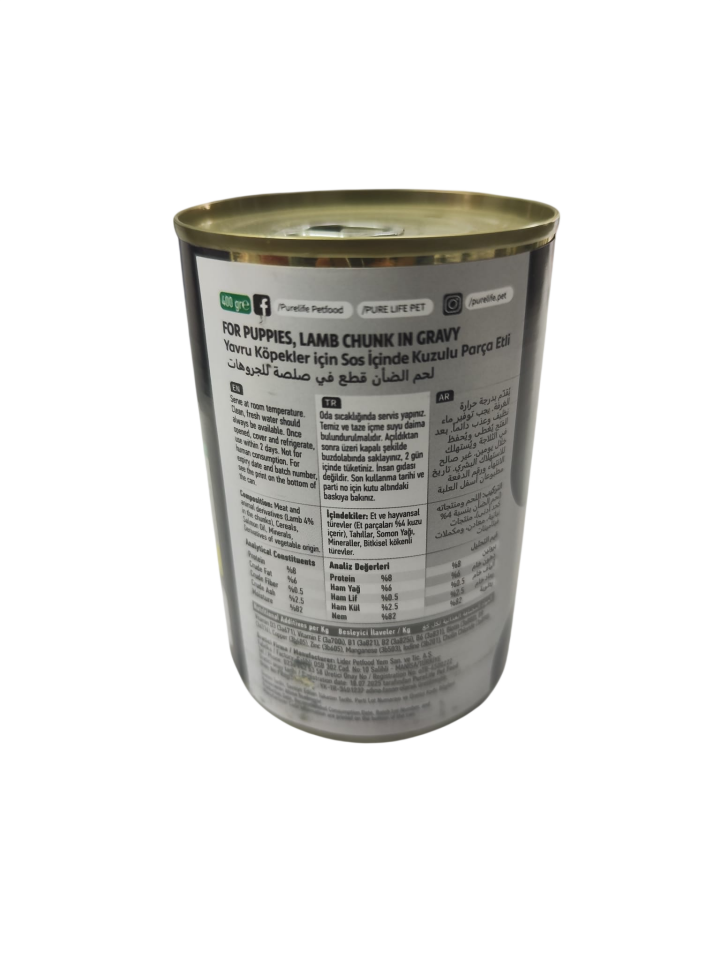 PureLife Kuzulu Yavru Köpek Konserve Mama 400 gr - 12 Adet
