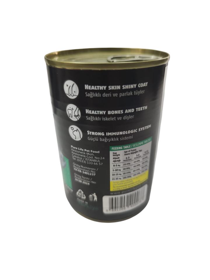 PureLife Kuzulu Yavru Köpek Konserve Mama 400 gr - 12 Adet