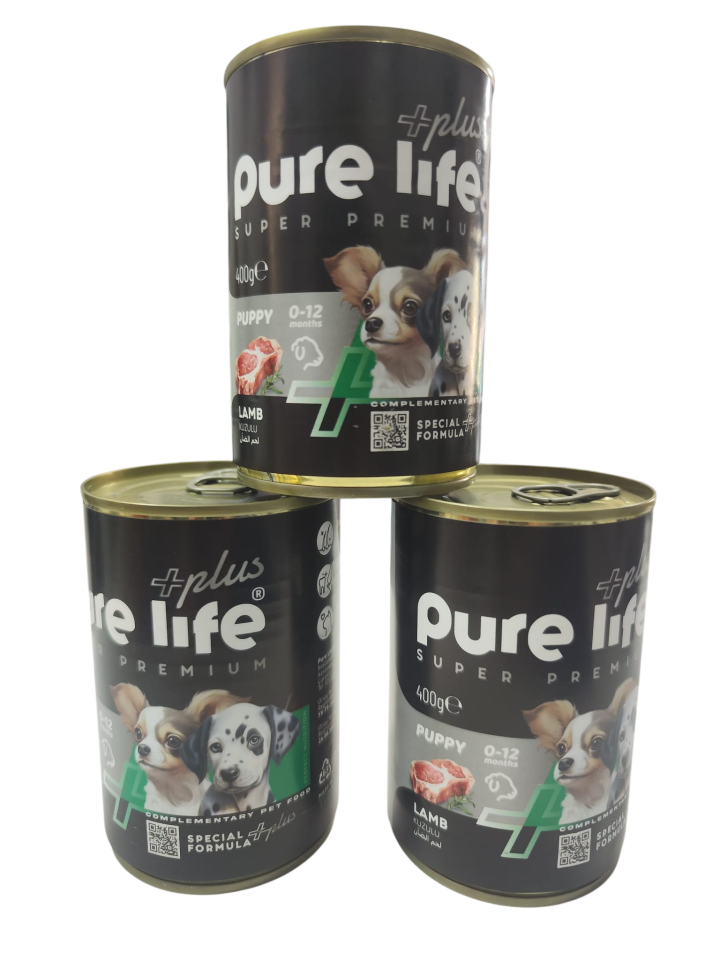 PureLife Kuzulu Yavru Köpek Konserve Mama 400 gr - 12 Adet
