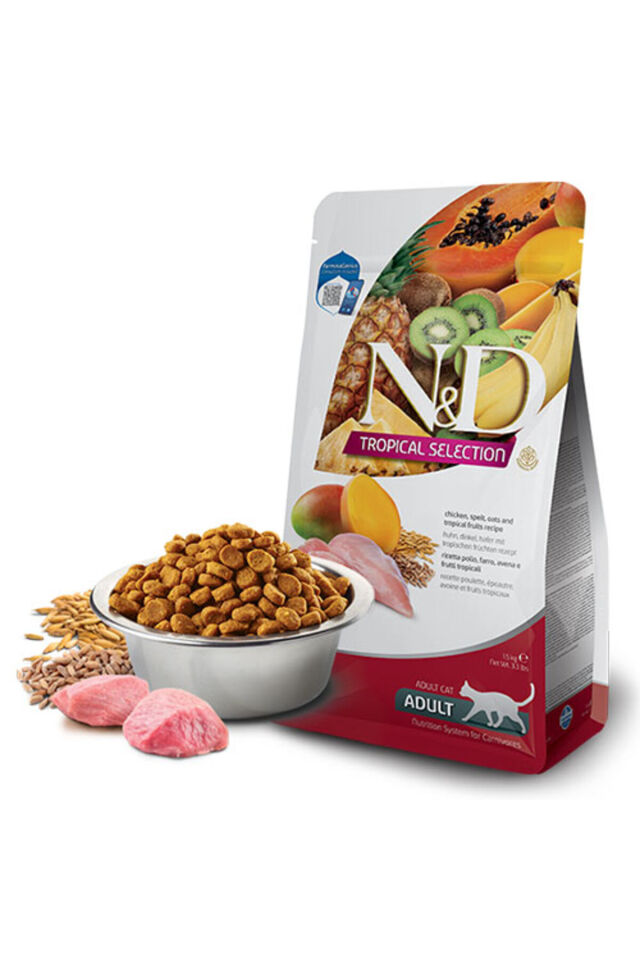 N&D Tropical Selection Tavuklu ve Tropikal Meyveli Yetişkin Kedi Maması 1,5 Kg