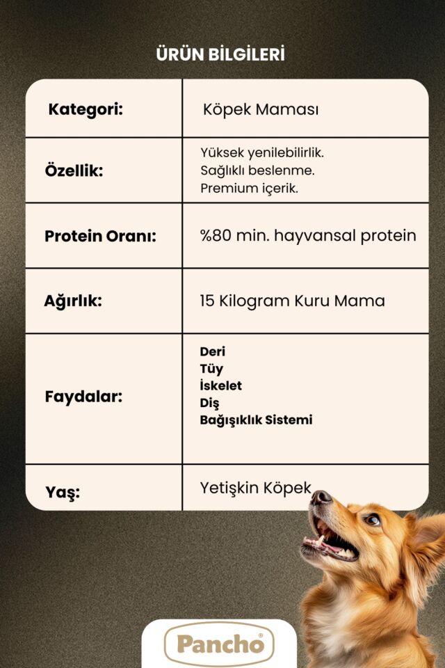 Pancho Extra Kuzulu Etli Yetişkin Köpek Maması 15KG