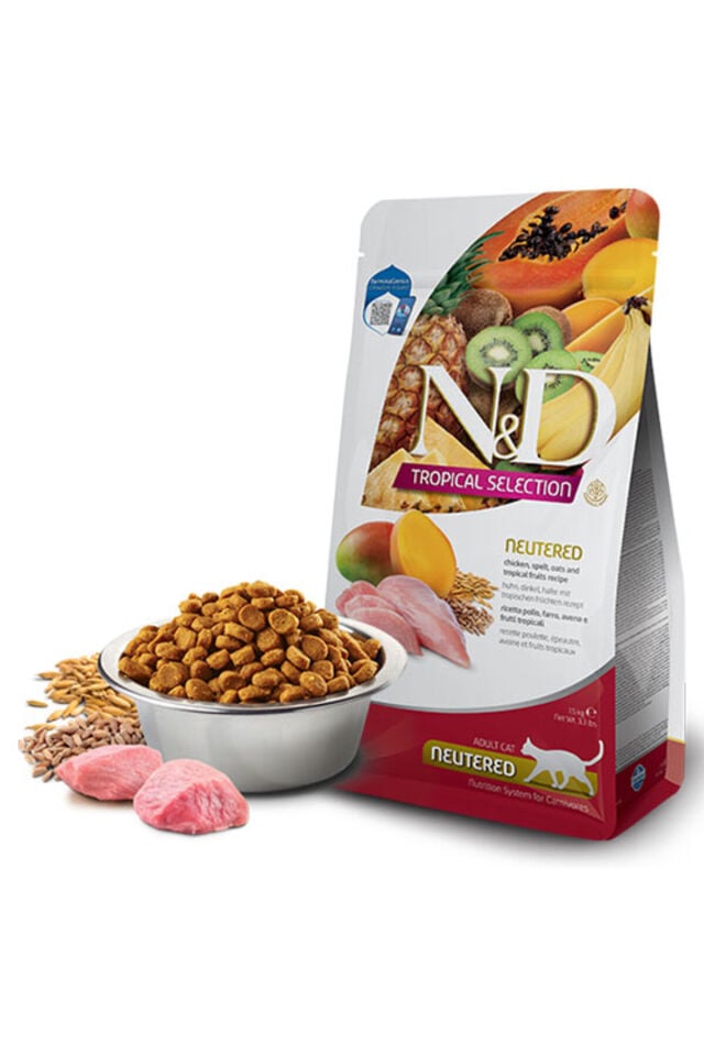 N&D Tropical Selection Tavuklu ve Tropikal Meyveli Kısırlaştırılmış Kedi Maması 4+1 Kg