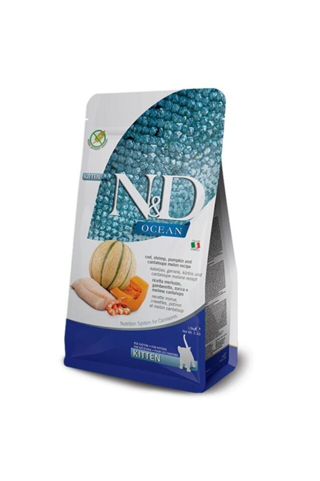 N&D Ocean Morina Balığı, Karides, Balkabağı & Kavun Kitten Kedi Maması, 5 Kg