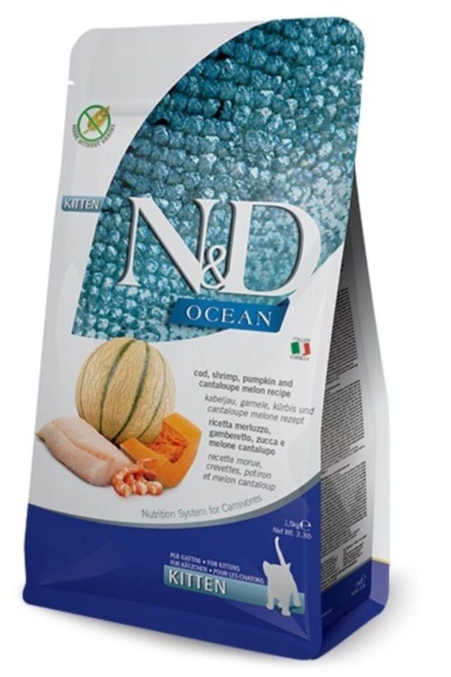 N&D Ocean Morina Balığı, Karides, Balkabağı & Kavun Kıtten 1,5 Kg
