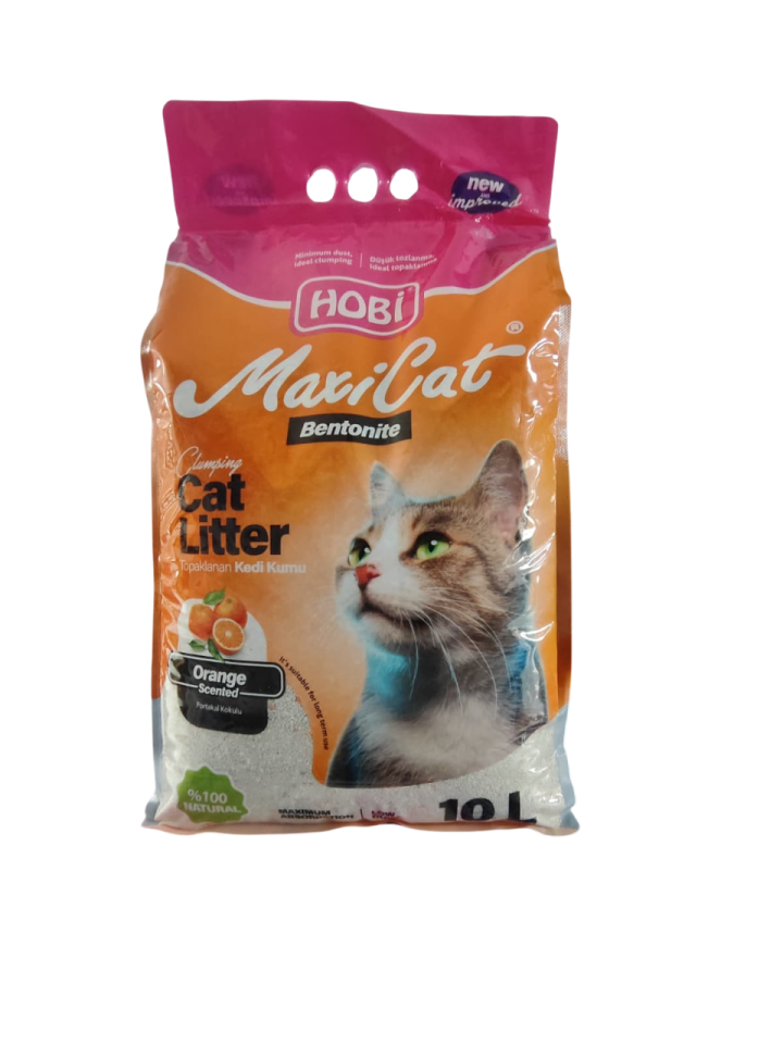 HOBİ Maxicat Portakallı Bentonit Kedi Kumu 10 Litre