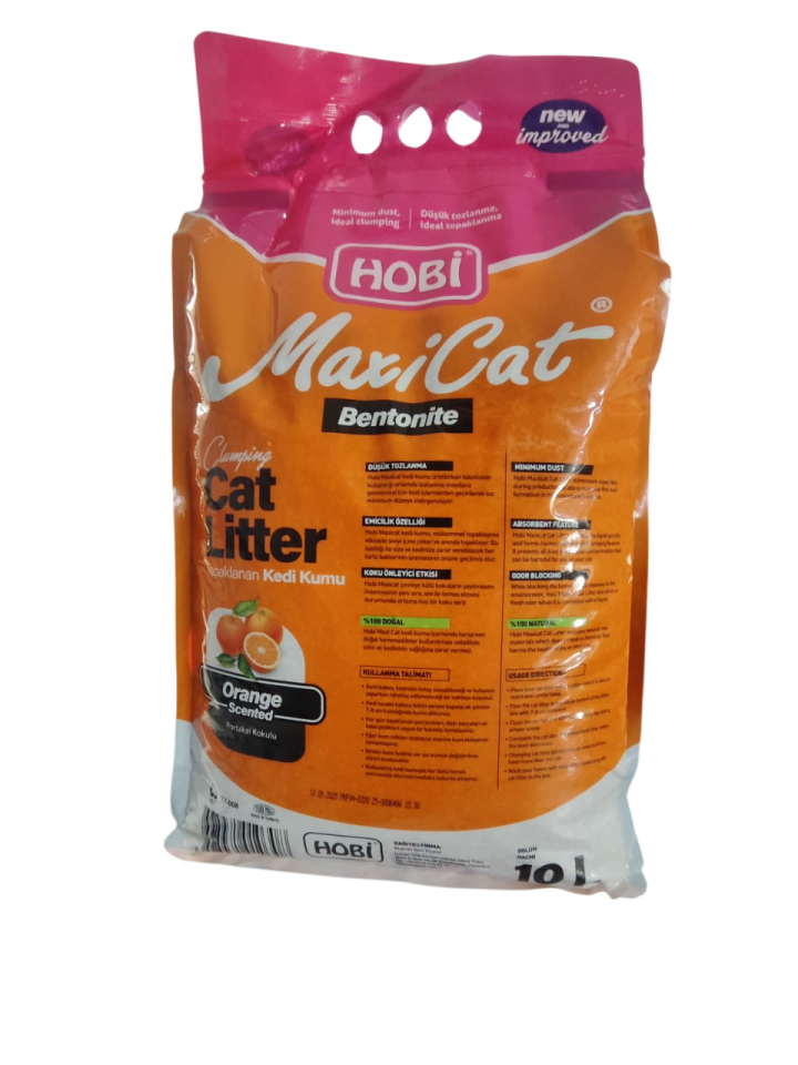 HOBİ Maxicat Portakallı Bentonit Kedi Kumu 10 Litre