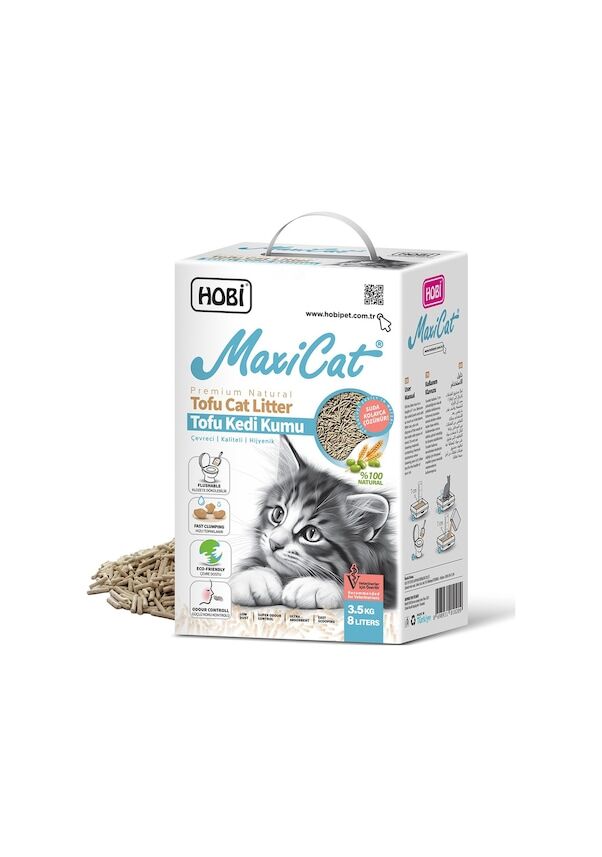 Hobi Maxicat Tofu Kedi Kumu 8 Litre - Tozsuz, Bitkisel Ve Çevre Dostu Pelet Formül