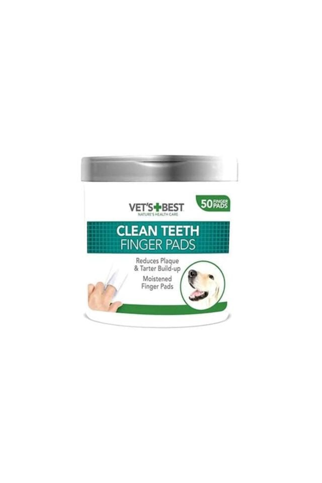 Vet's Best Plak ve Tartar Oluşumunu Engelleyen Köpek Diş Temizleme Parmak Pedi 50 Adet