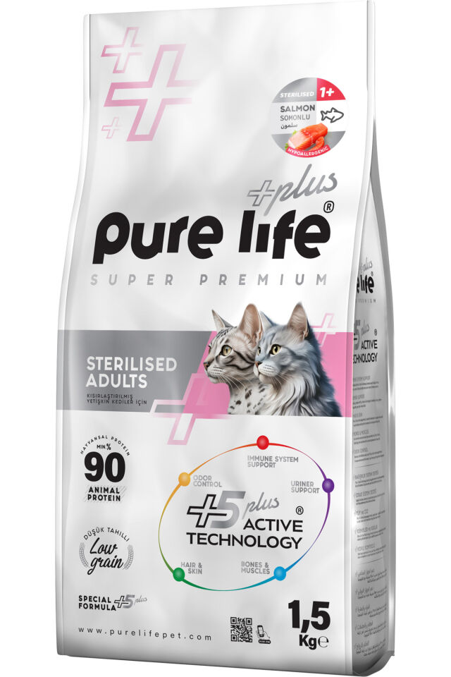PureLife Plus Somonlu Kısırlaştırılmış Yetişkin Kedi Maması 1.5 Kg