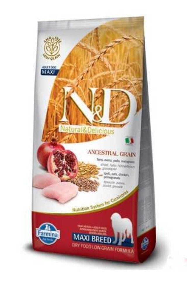 N&D Düşük Tahıllı Tavuklu Narlı Medıum Maxı Yetişkin Köpek Maması 12+3 Kg