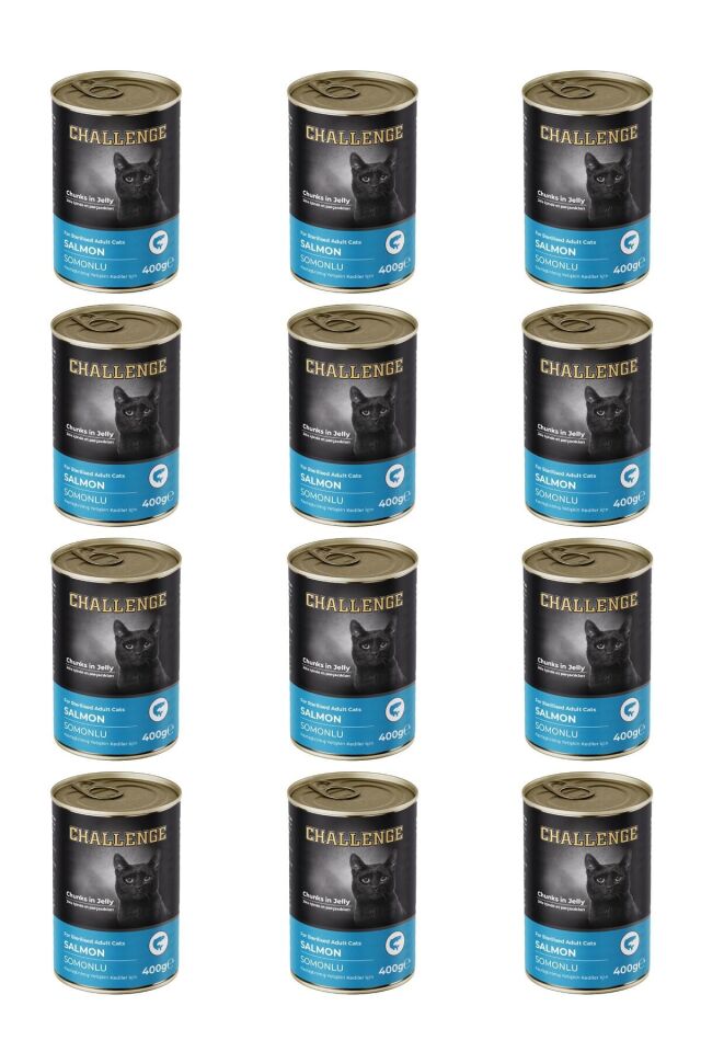 Challenge Somonlu Kısırlaştırılmış Yetişkin Kedi Konservesi 400 gr x 12 Adet