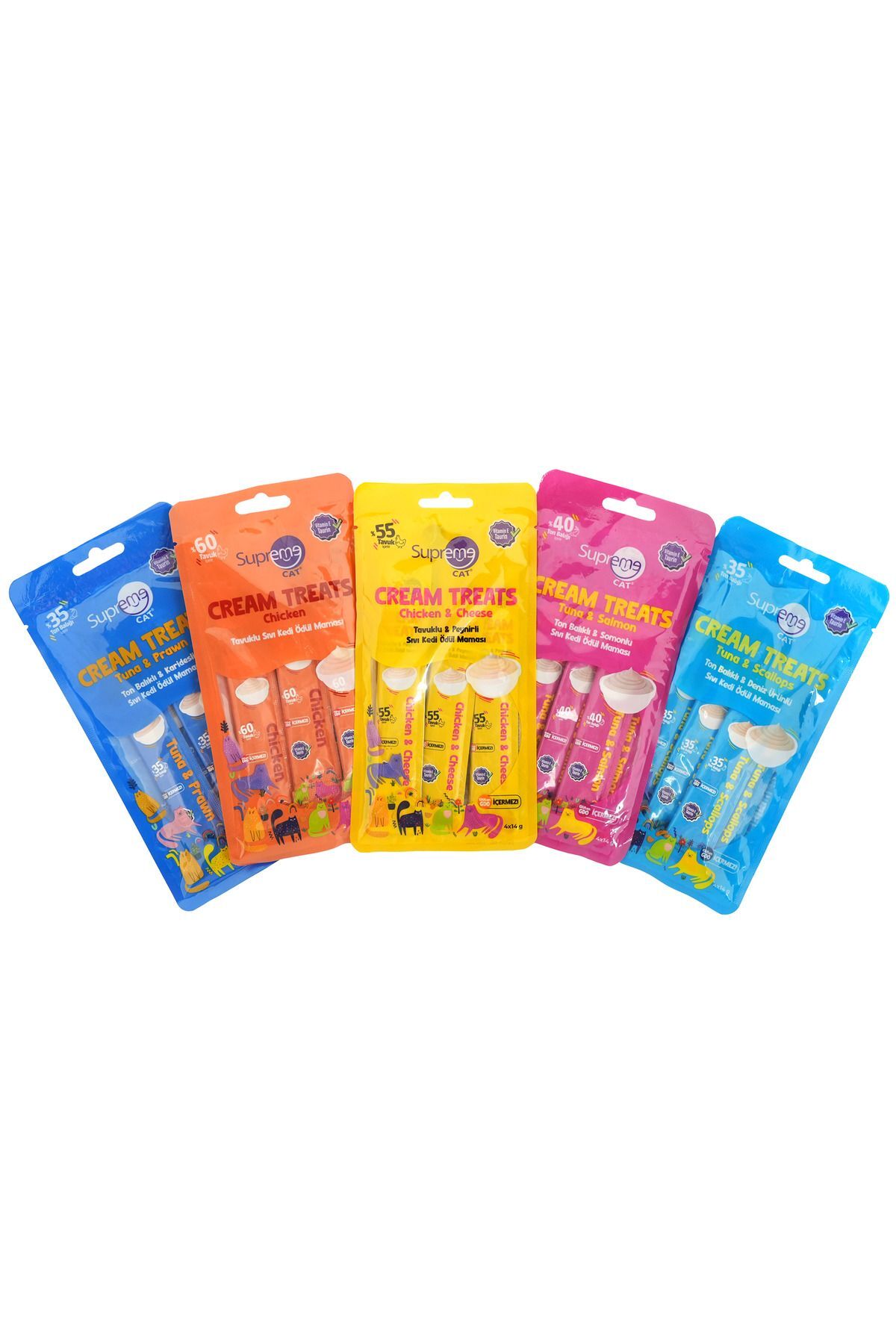 Supreme Sıvı Kedi Ödül Maması Karma 5 Paket Toplam 20x14 Gr