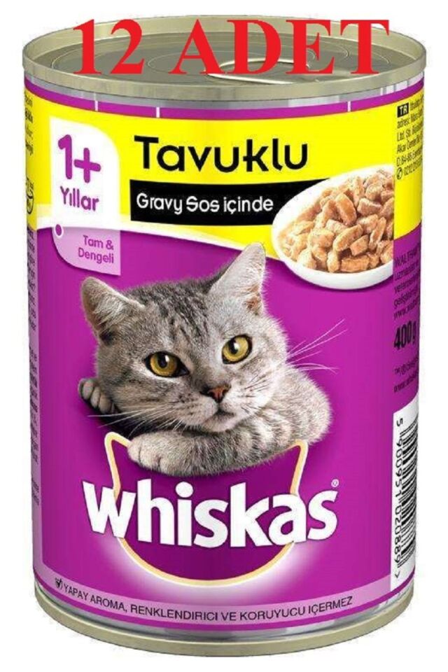 Whiskas Tavuklu Yetişkin Konserve Kedi Maması 400 Gr X 12 ADET