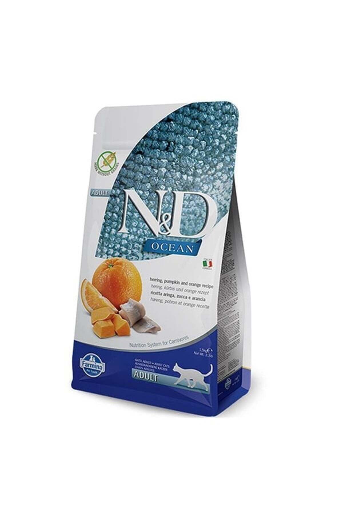 N&D Ocean Ringa Balığı, Balkabağı & Portakal Yetişkin Kedi Maması, 5 Kg