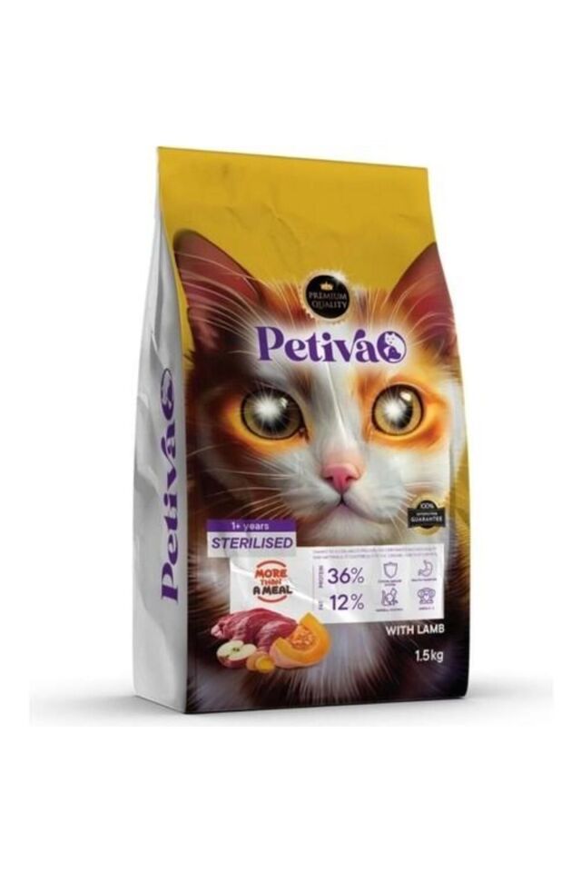 petiva Kuzu Etli Kısırlaştırılmış Yetişkin Kedi Maması 1,5 Kg