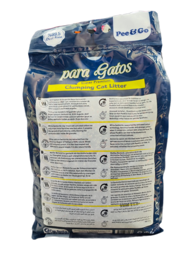 Pee&Go Clumping Cat Litter Strongest Clumps (Limon-Çiçeği Kokulu)