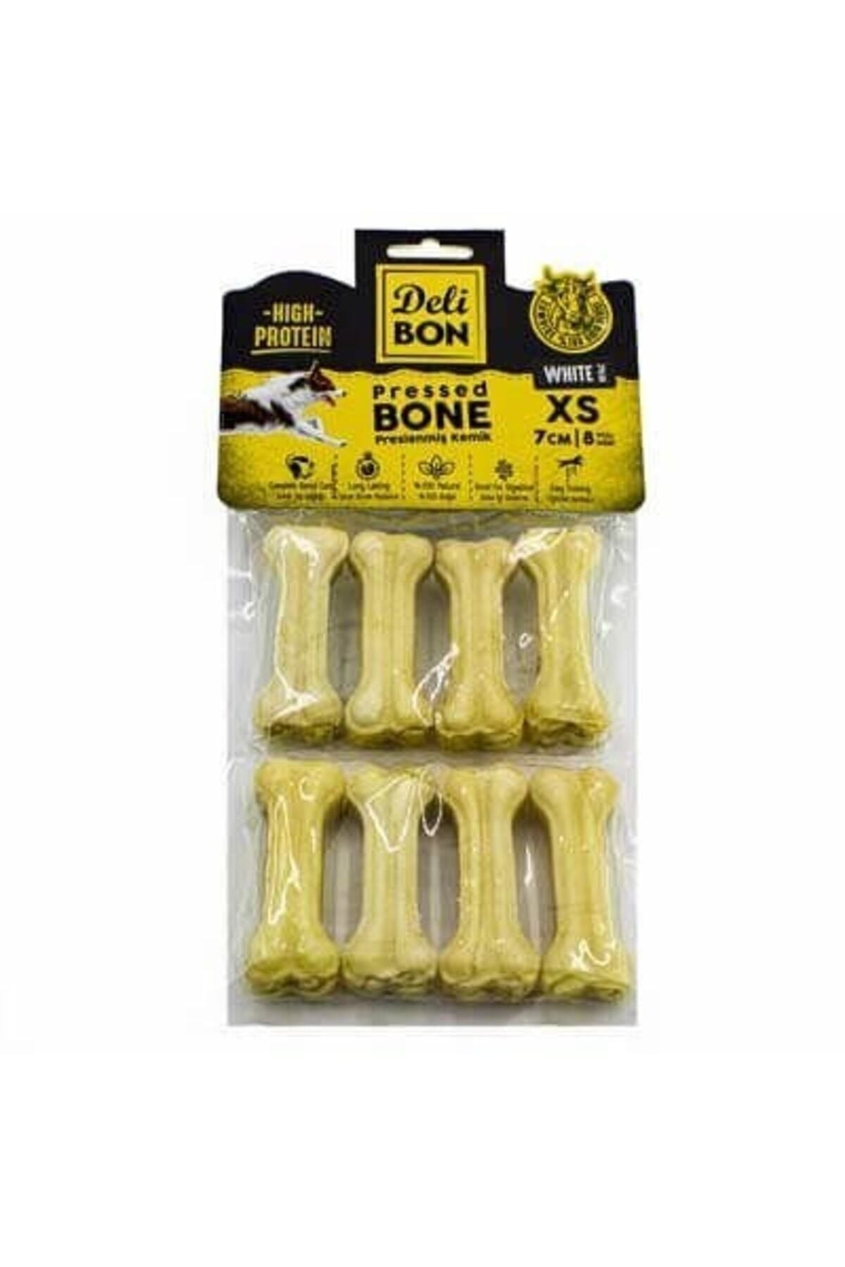Delibon Beyaz Deri Pres Kemik Köpek Ödülü 8'li 7 Cm Xsmall