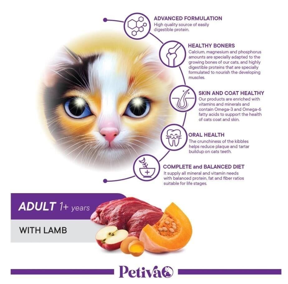 Petiva Yetişkin Kuzulu Kedi Maması 3 Kg