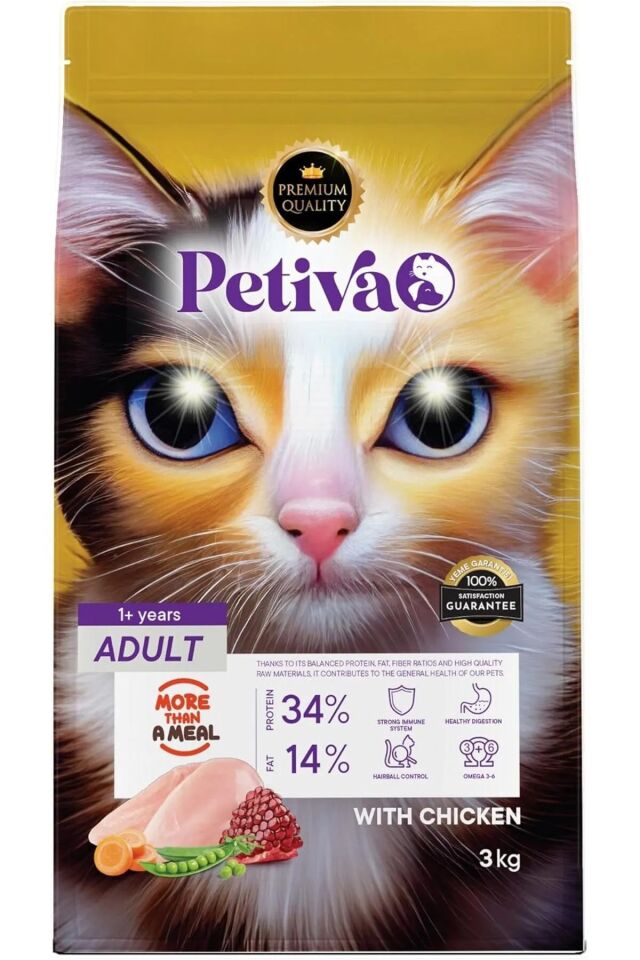 Petiva Yetişkin Kedi Tavuk Etli 3 Kg