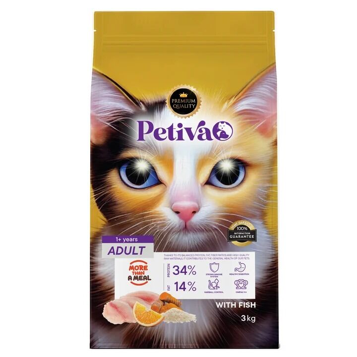 Petiva Yetişkin Balık Etli Kedi Maması 3 Kg