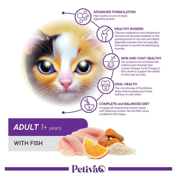 Petiva Yetişkin Balık Etli Kedi Maması 3 Kg