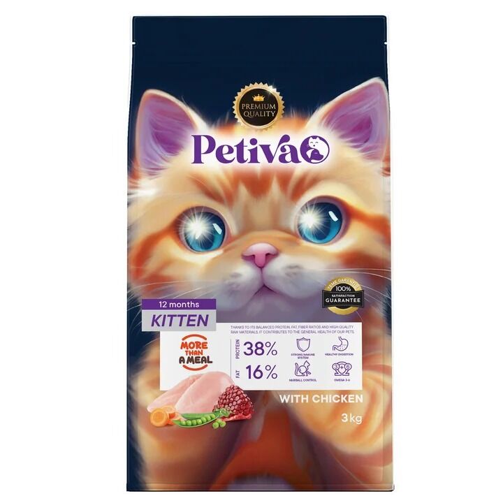 Petiva Tavuk Etli Yavru Kedi Maması 3Kg